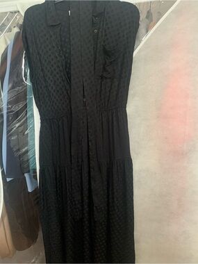Black Polka Dot Midi Dress - Women